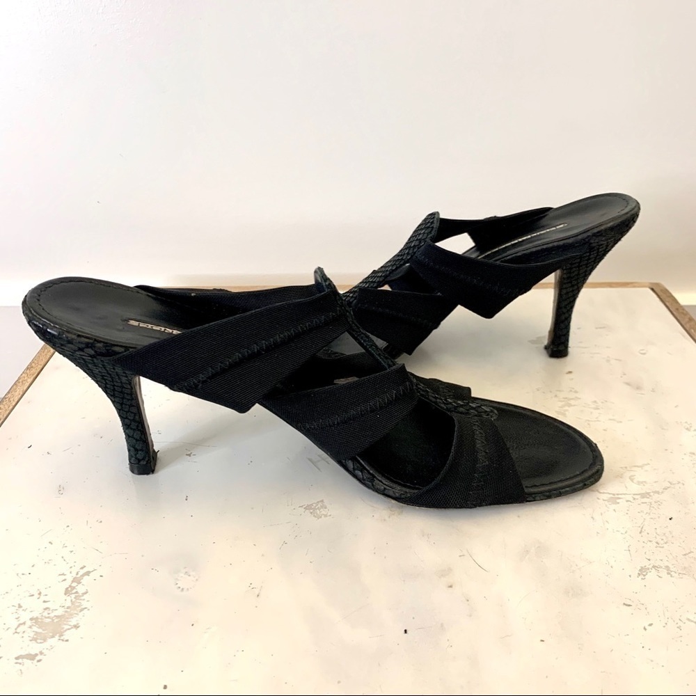 Donald J. Pliner Vintage Whimsygoth Y2K Black Snake Print 3 knot Block heels 9.5 - Picture 4 of 8